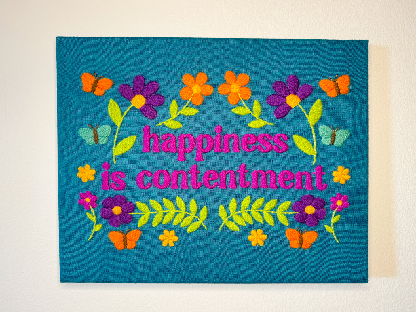 Happiness is Contentment Crewel