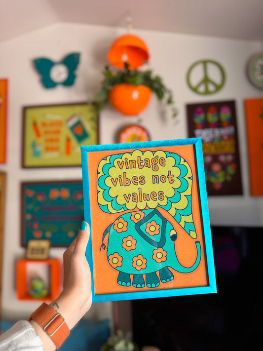 Vintage Vibes Not Values Metal Sign | Willow Terra Studio
