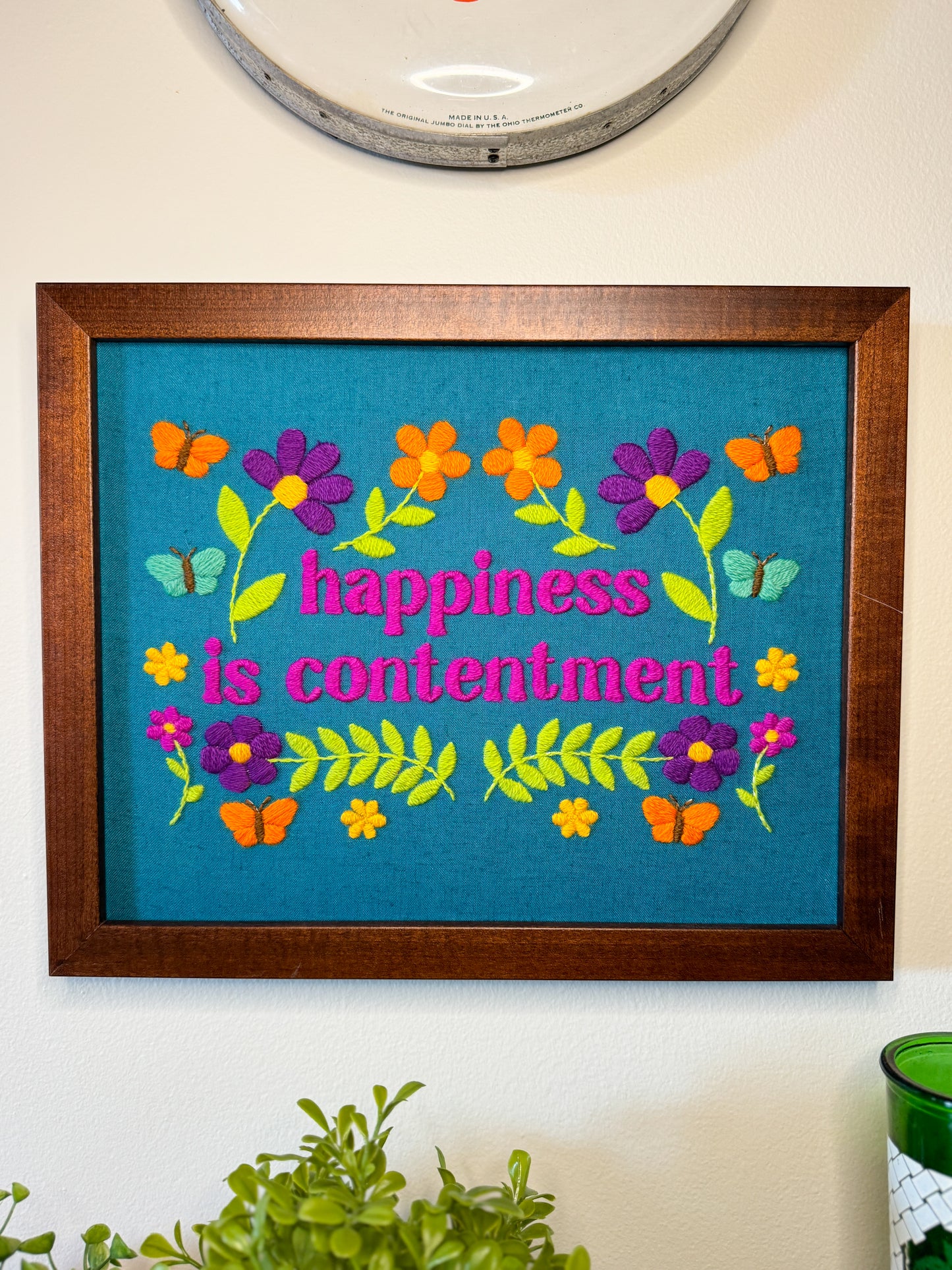 Happiness is Contentment Crewel