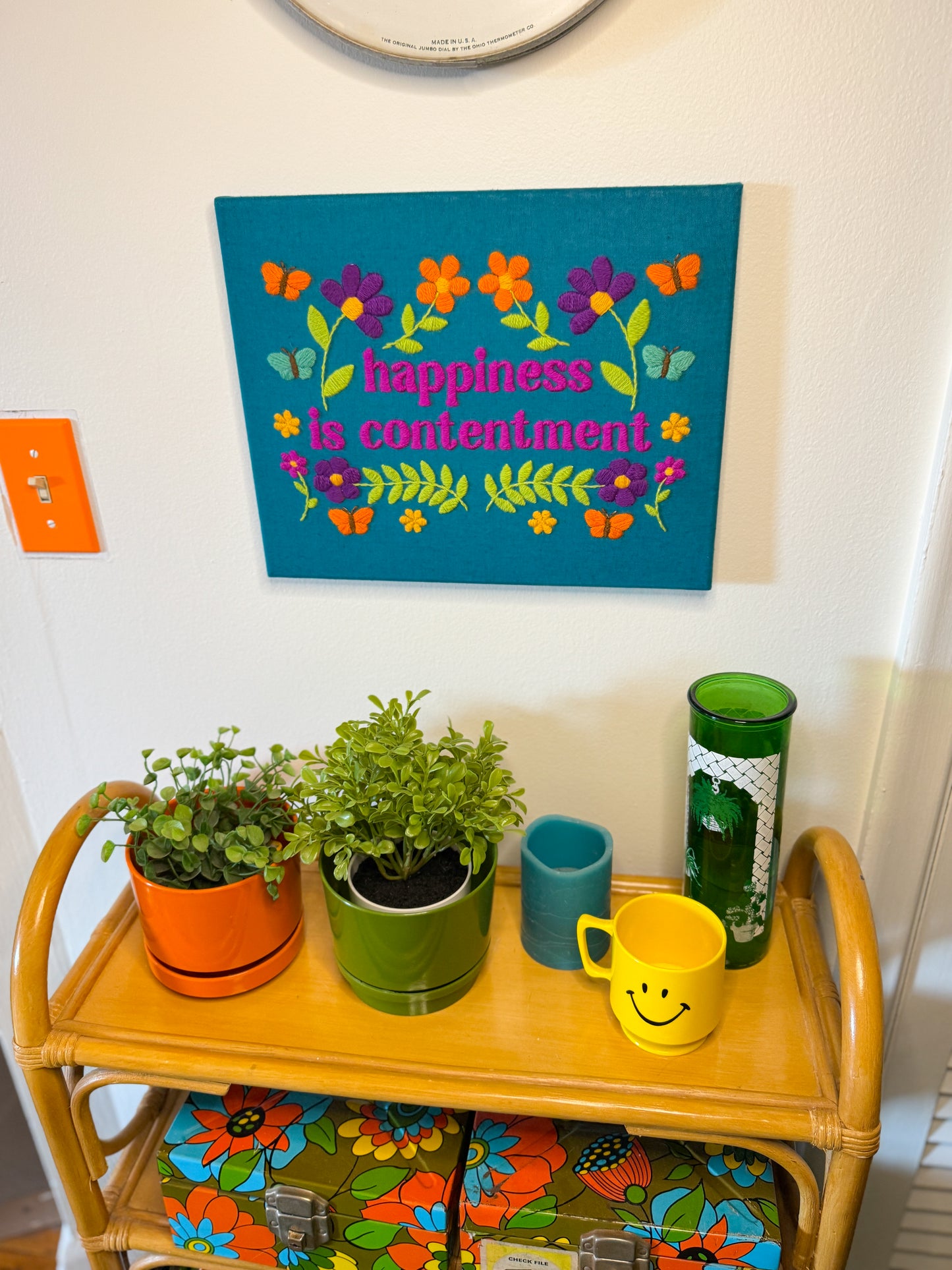 Happiness is Contentment Crewel