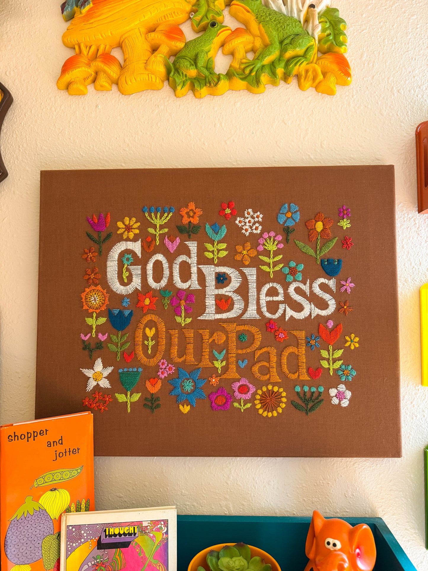 God Bless Our Pad Crewel Commission