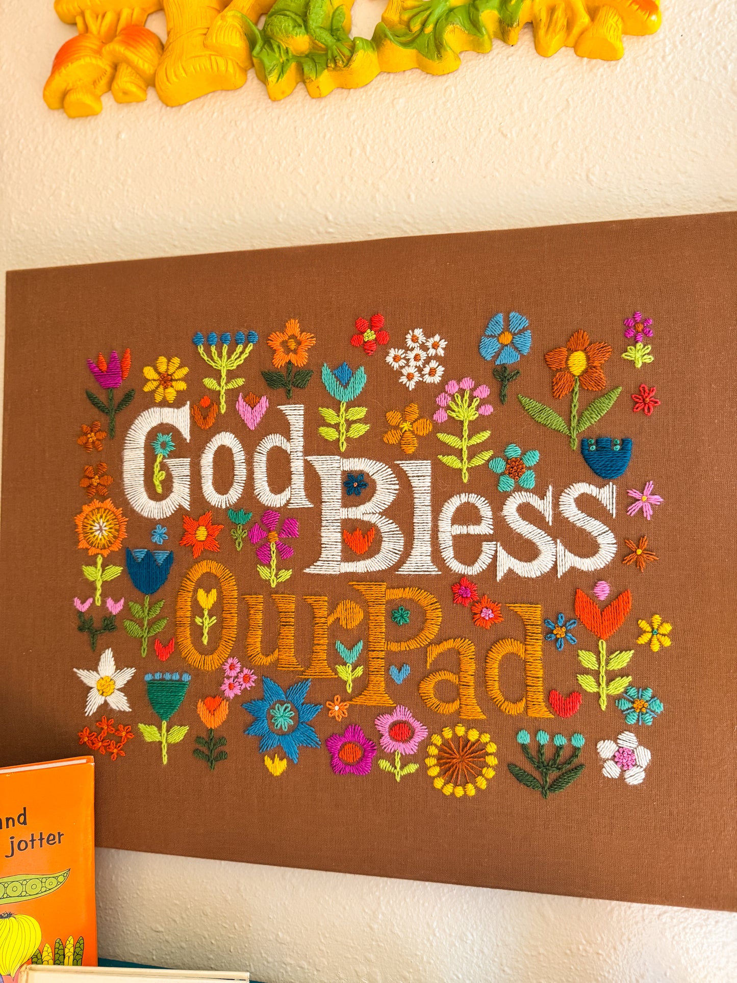 God Bless Our Pad Crewel Commission