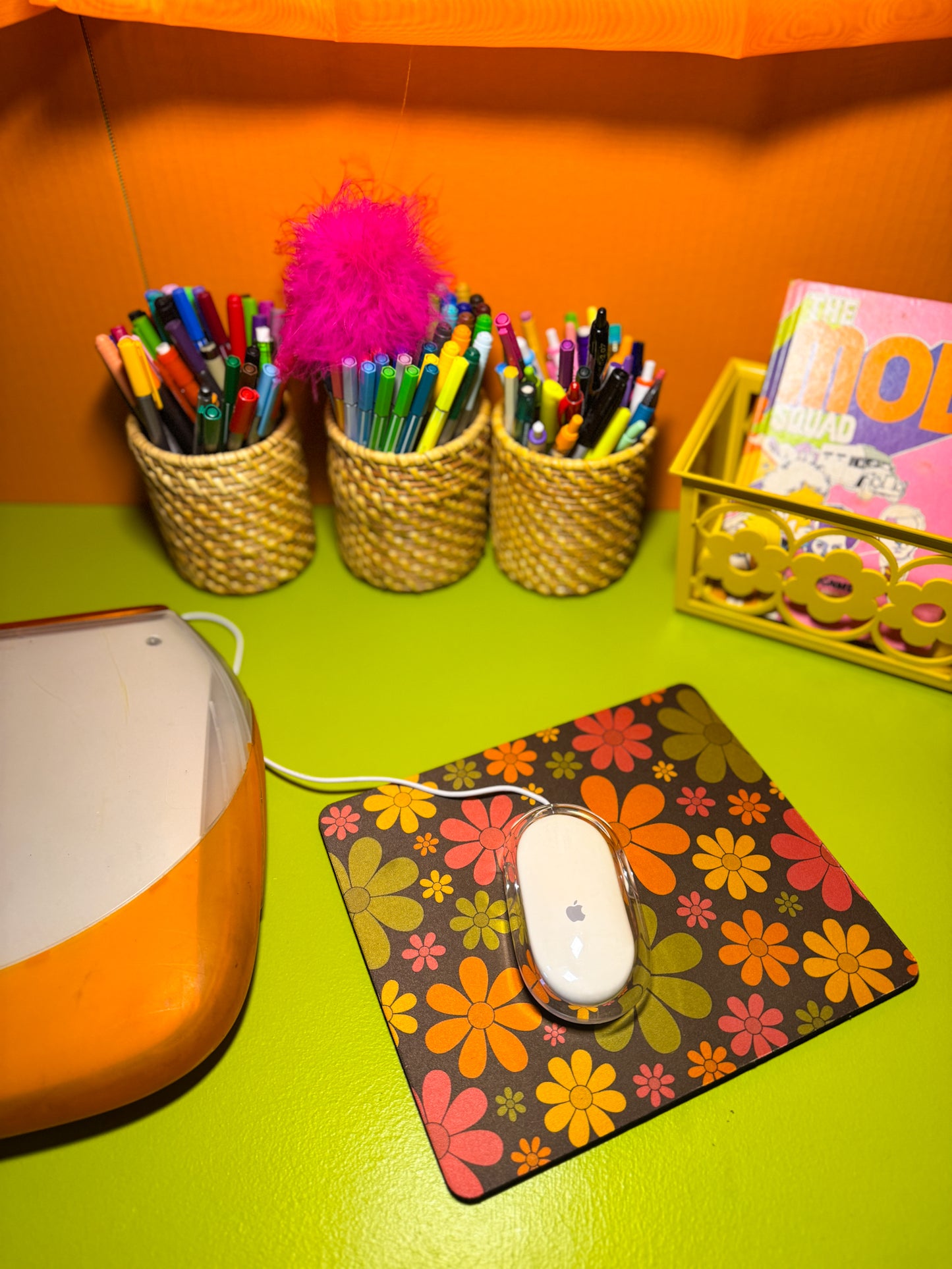 Vintage Inspired Flower Power Mouse Pad